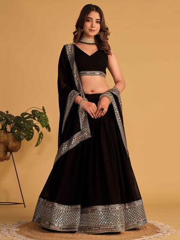 BEUTIFULL BLACK COLOURED PREMIUM LEHENGA CHOLI  6027