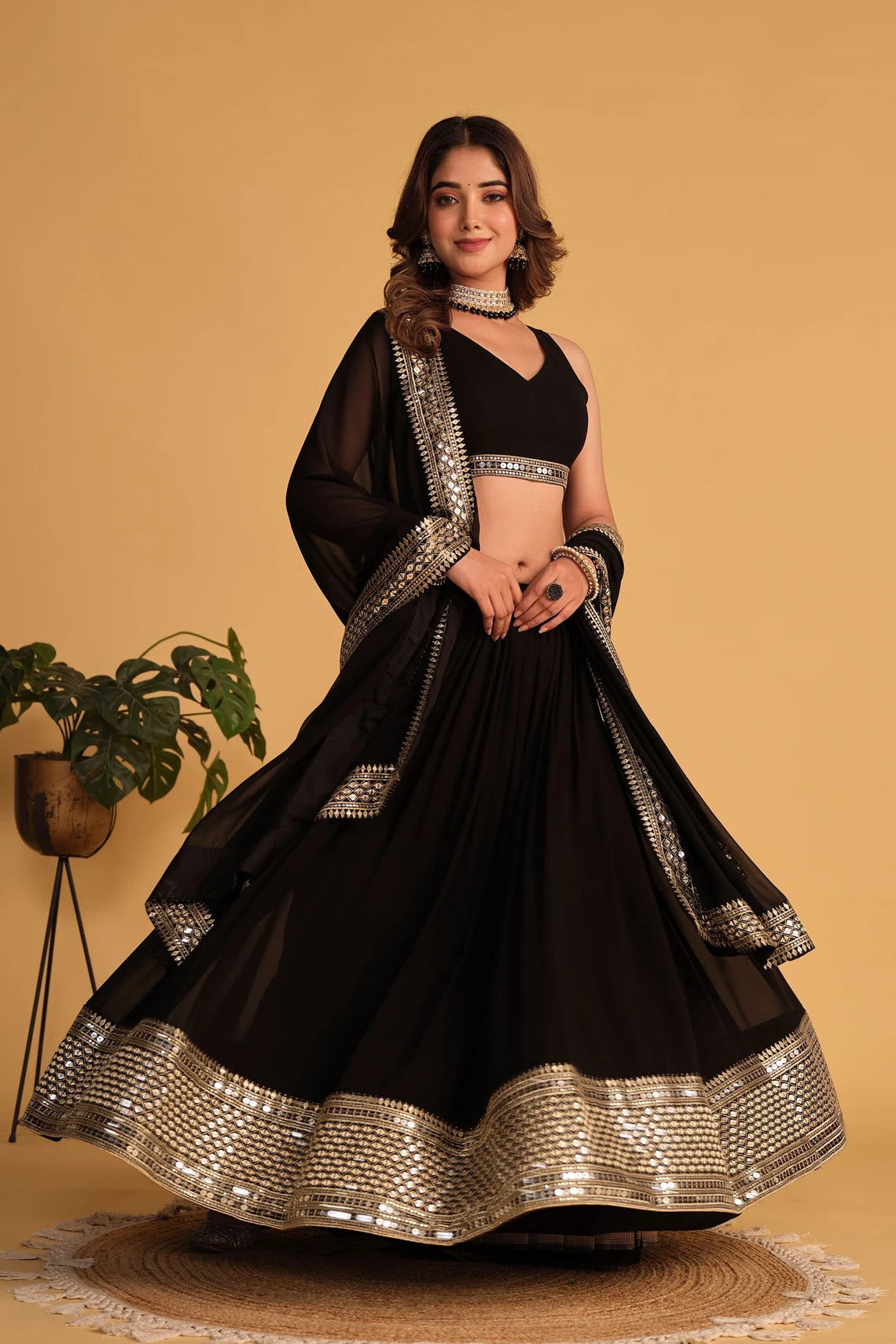 BEUTIFULL BLACK COLOURED PREMIUM LEHENGA CHOLI  6027