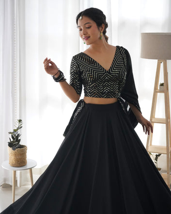 ALMEERA BLACK LEHENGA SET