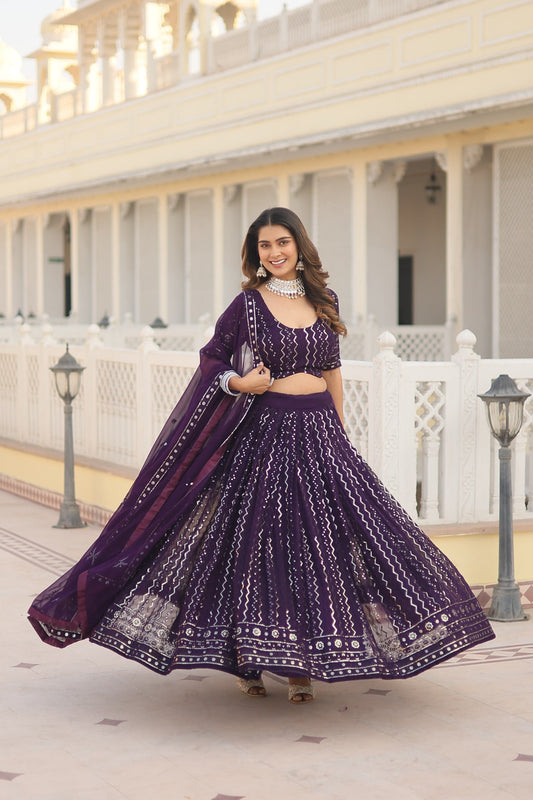 Partywear Embroidered Work  And thread Embroidered work Lehenga Choli with Dupatta. KA-5031