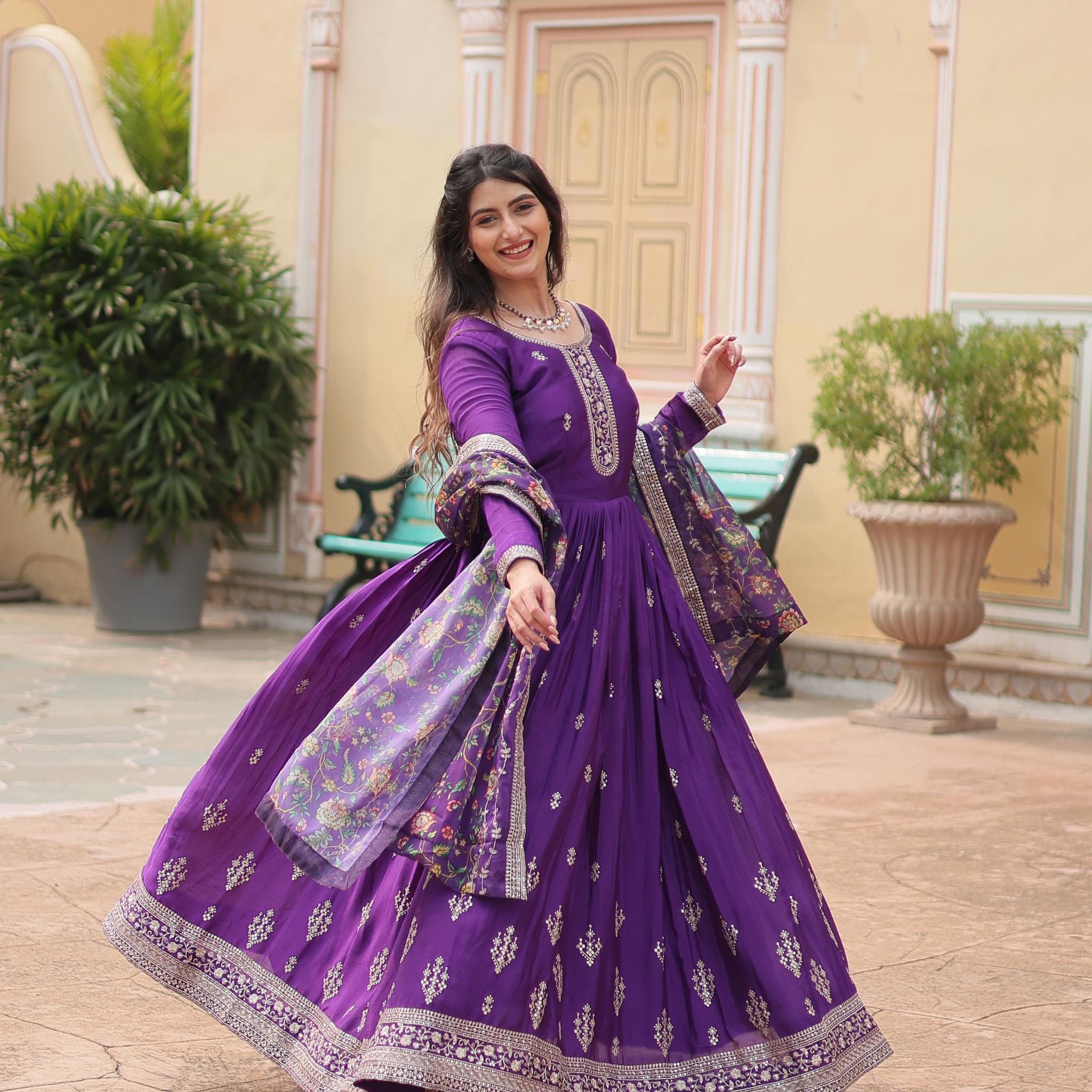 LIKSHA'S GOWN-WITH-DUPATTA SUIT SET LW-9190